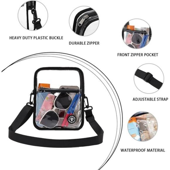 Clear stadium bag crossbody purse transparent waterproof concert event handbag - Picture 3 of 7